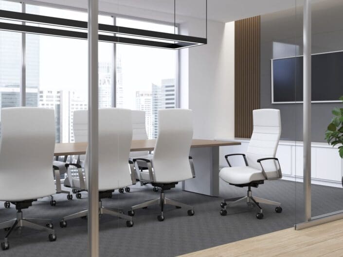 Modern leather office chair with ergonomic design and adjustable features.